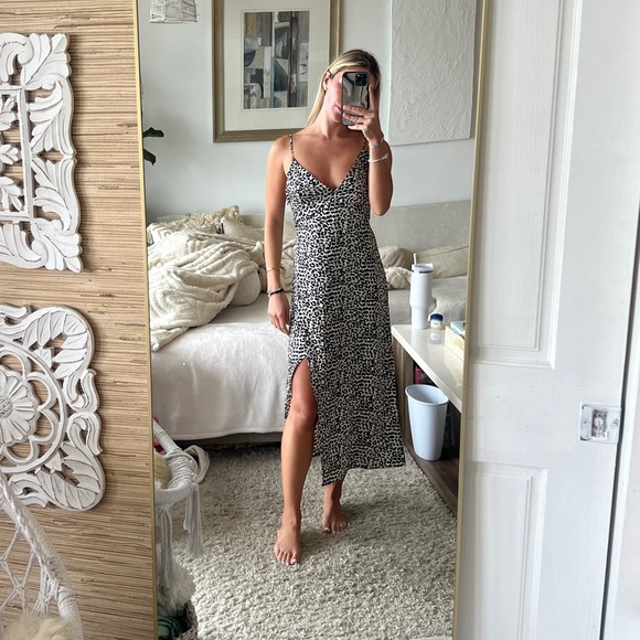 Womens Princess Polly Leopard Print Satin Slit Slip Dress nbd uprichard Costello - Picture 7 of 9